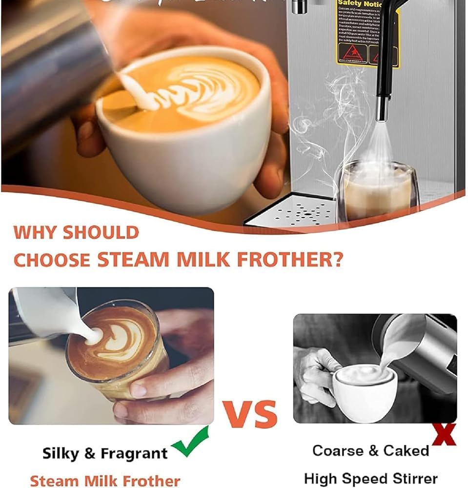 Espumador de leche, máquina automática de espuma de café con función de memoria, acero inoxidable, rango de temperatura de 40 °C a 90 °C, 1450 W