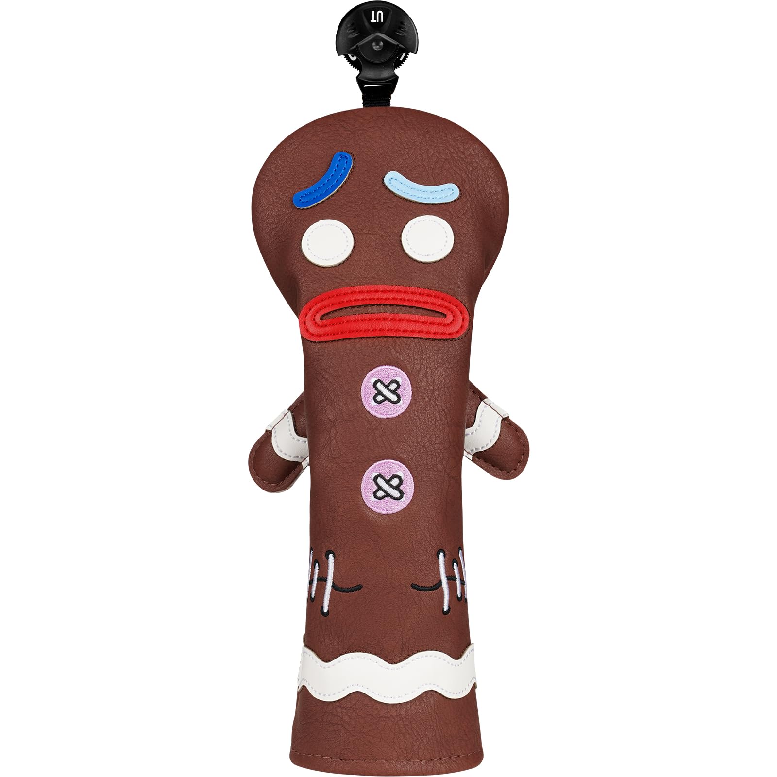 LZFAN Funny Golf Club Head Cover Driver Headcover Fairway Wood Headcover Hybrid Club Head Cover Dark Brown Monster Cookie (Hybrid) โ image 1