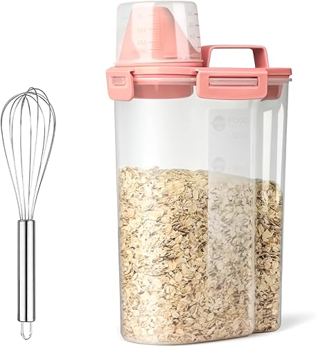 Contenedores herméticos de almacenamiento de alimentos secos de arroz, dispensador de plástico sin BPA con boquilla vertible, taza medidora para