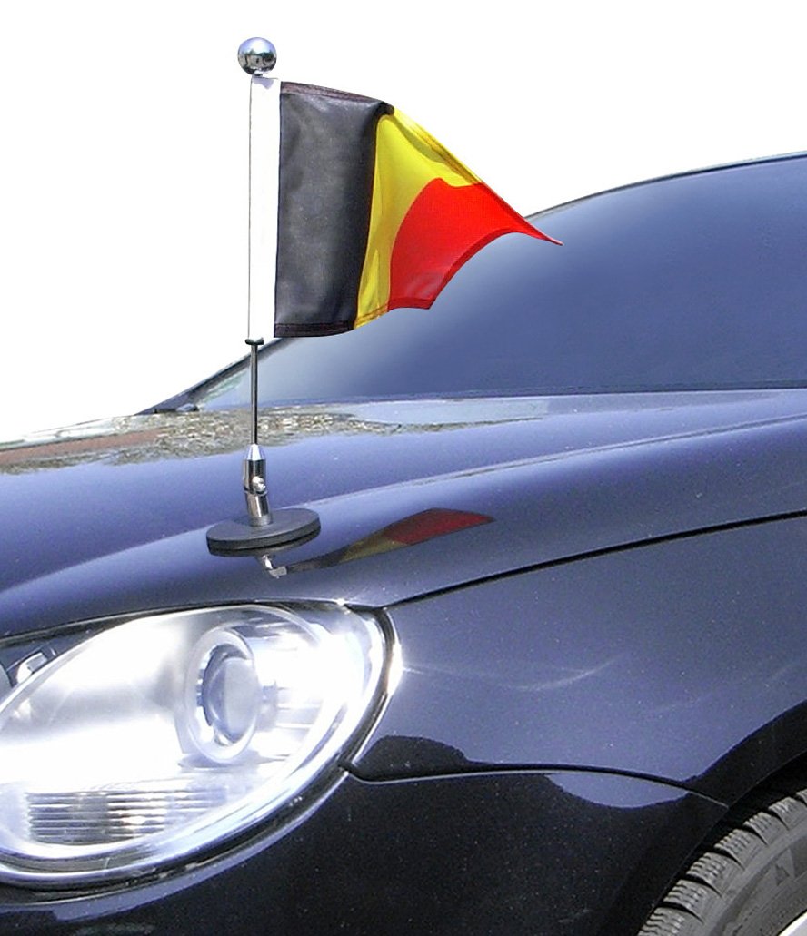Porte-Drapeau de Voiture Diplomat-1-Chrome Belgique Magnétique haut de gamme