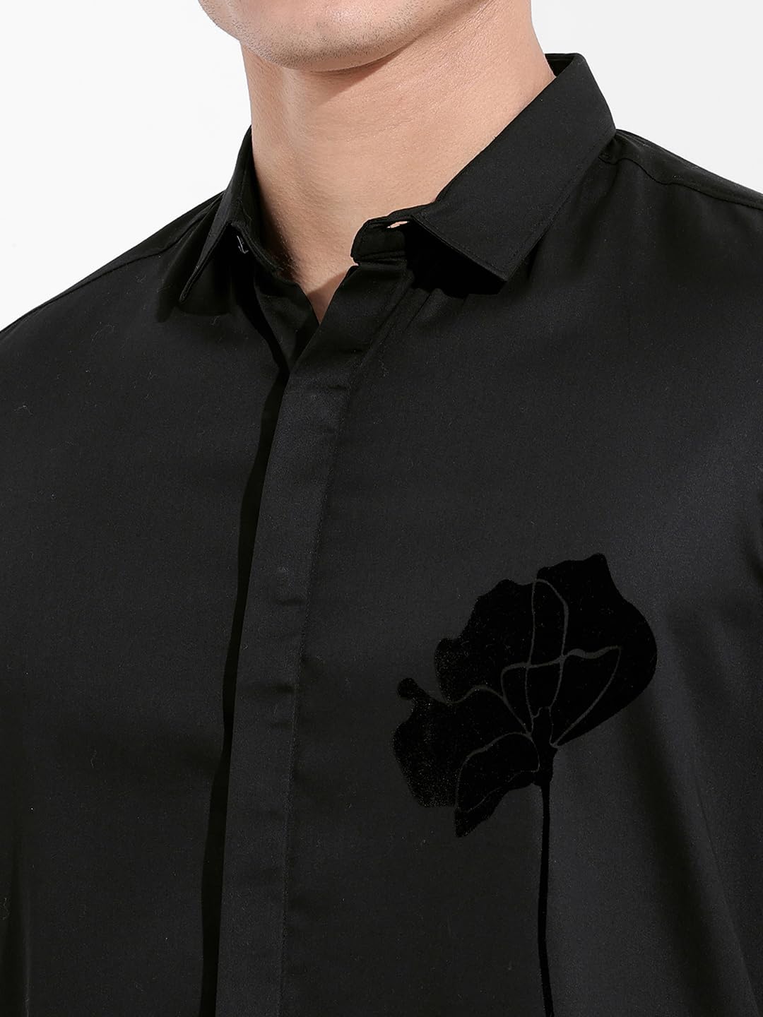 The Indian Garage Co Camicia da uomo a maniche lunghe con scollo rotondo e stampa floreale
