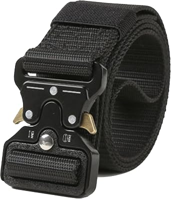 Tactical Military Belt, Heavy-Duty Quick-Release Metal Buckle, Nylon Web Belt with Zinc Alloy Buckle