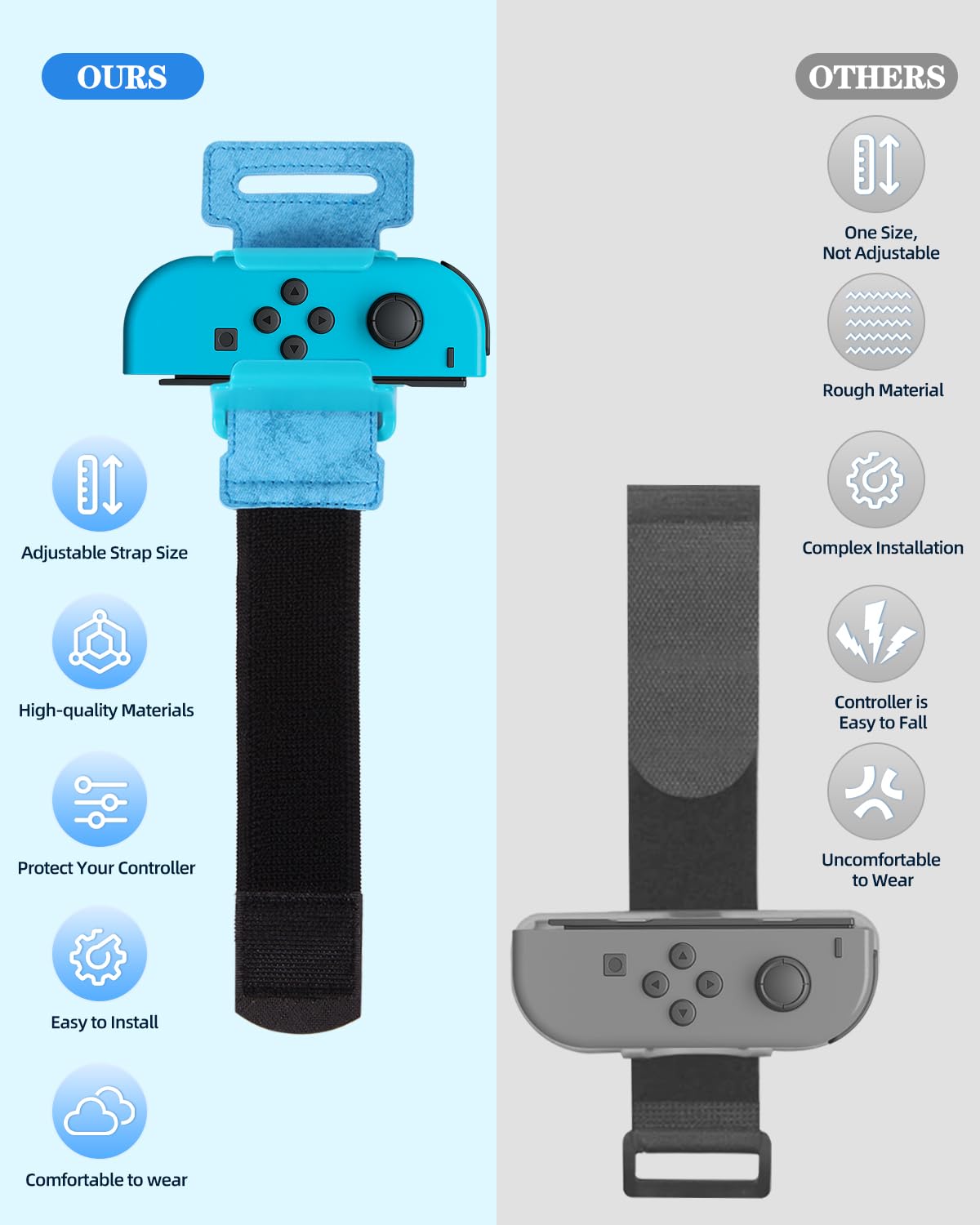 Bracciali Compatibile con Dance 2024 2023 2022 2021, Cinghie da Ballo Elastiche e Regolabili per Switch & Switch Oled, Confezione da 2 per Adulti e Bambini,Rosso e Blu