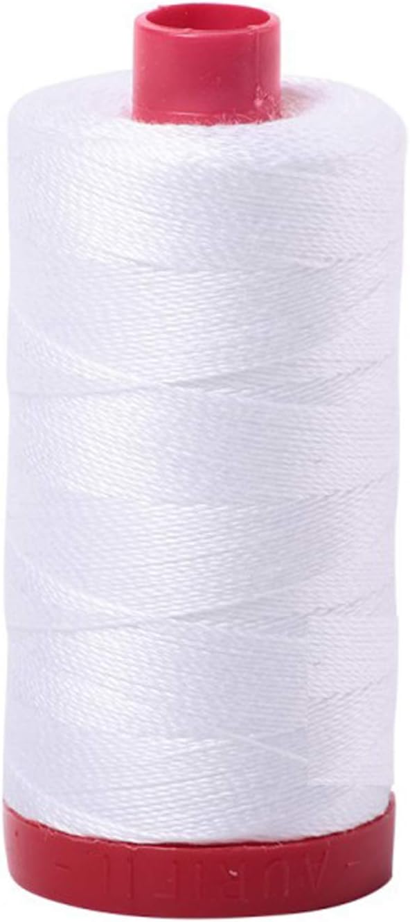 Aurifil Mako Cotton 12 Weight 2 Ply Large Spool 386 Yards 325 Meters White
