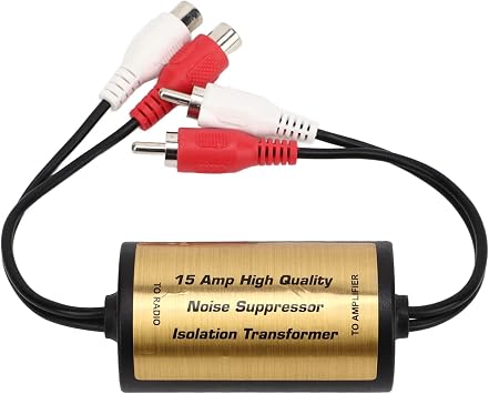 Audio Noise Filter Ground Loop Isolator Noise Filter for Car Stereo System Reduce 15A Alternator Noise