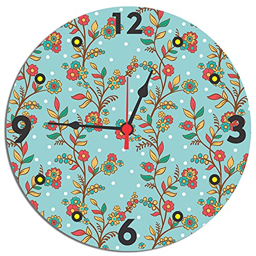 Buy Thewhistelingwoodz Attractive Flower Print Wall Clock, Colourful