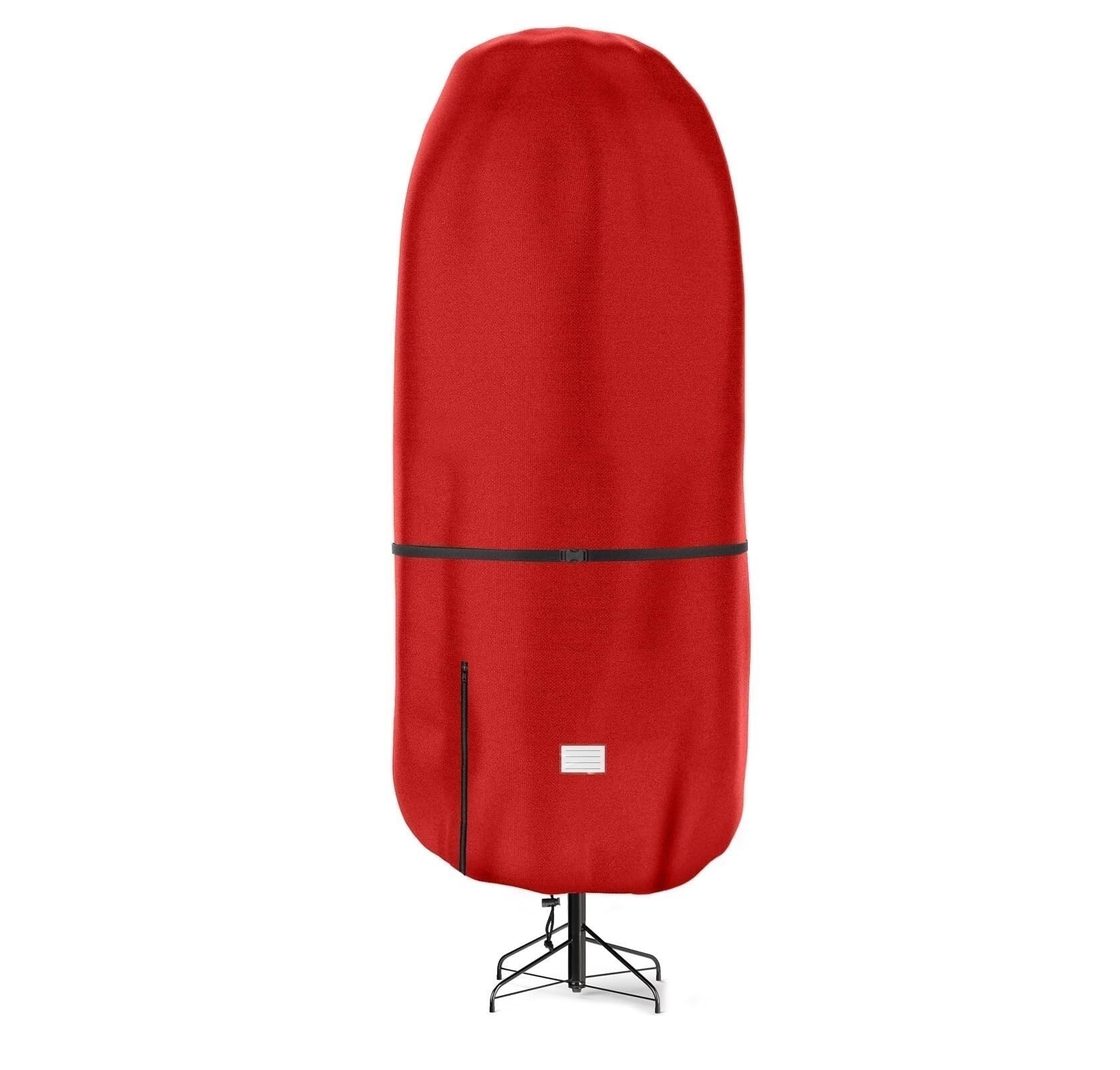 Saco Árbol Navidad Tela Vertical De Oxford La Cubierta del Almacenamiento Árbol Navidad con Cremallera Y Ajustable Almacenamiento(Rot,91cm)