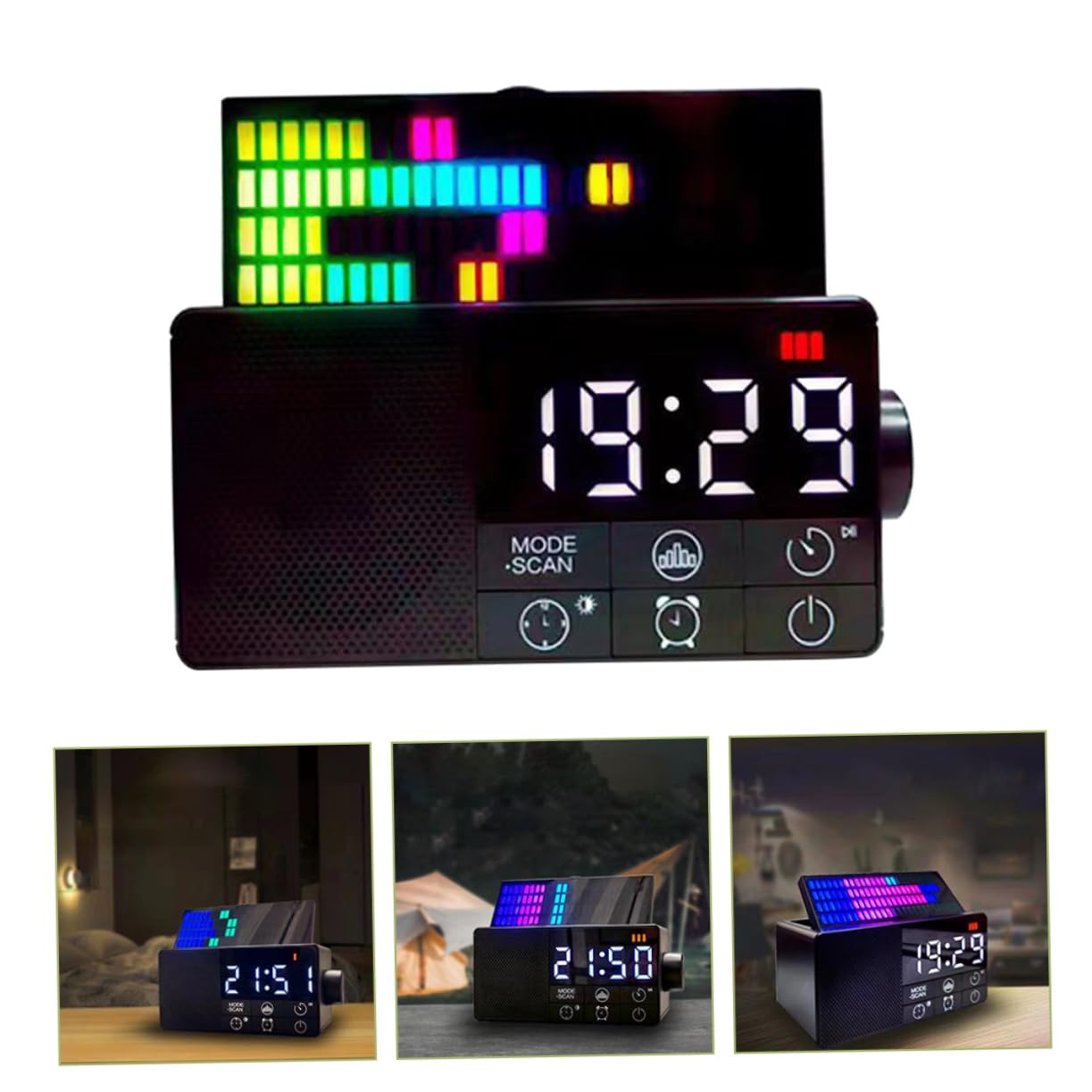 SHINEOFI Reloj Despertador Digital con Altavoz Retro Altavoz Inalámbrico con Radio FM Decoración para Dormitorio y Sala de Función de Alarma y Modo de Repetición