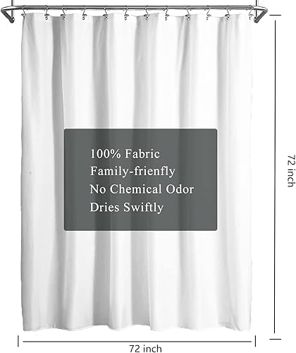 Miniatura 3 de Cortina de ducha de tela blanca con contrapeso inferior, calidad de hotel impermeable, 72 x 72 pulgadas, lavable a máquina B-blanco,Beige