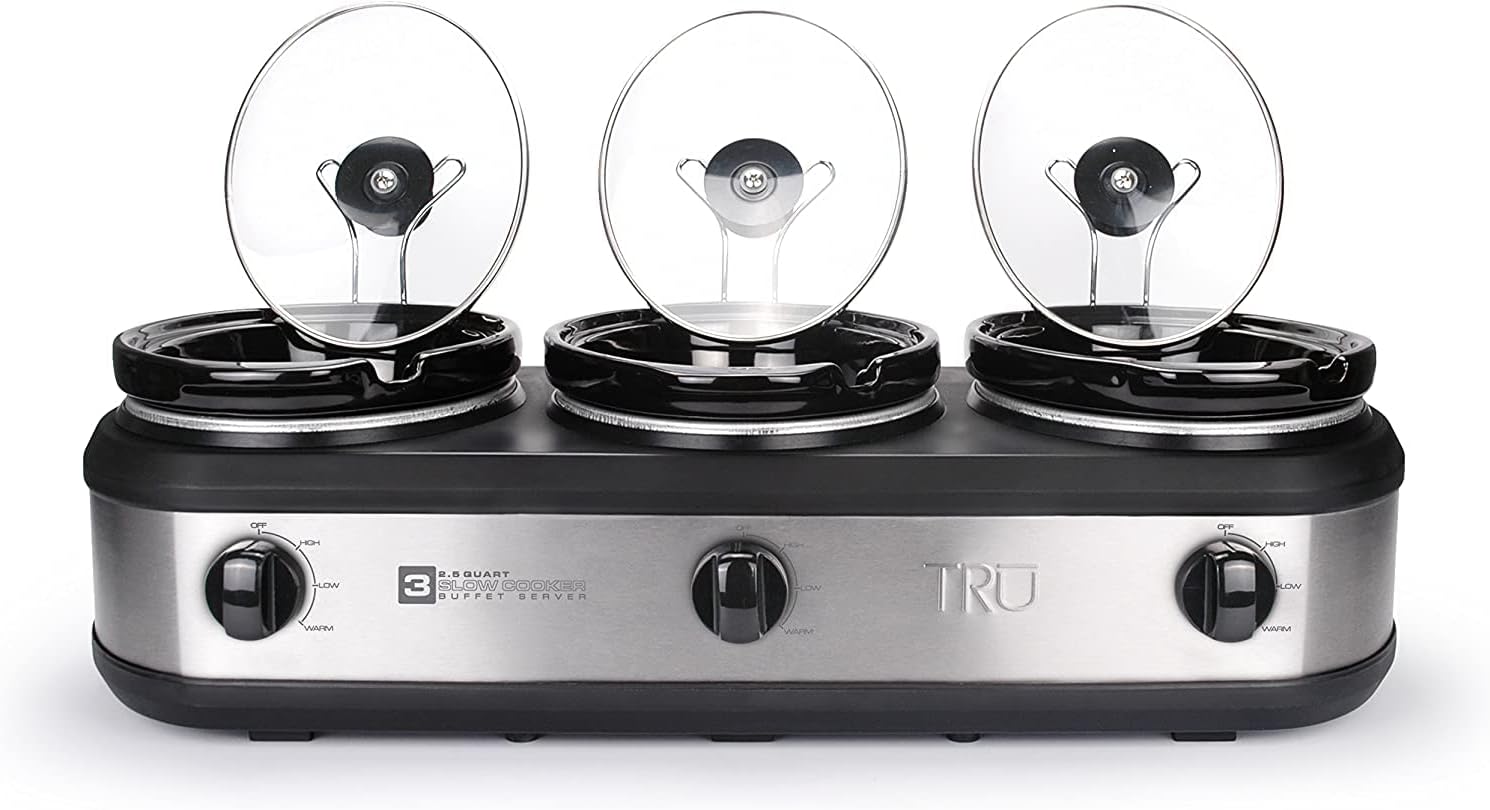TRU Triple Buffet Server, 3 21/2Quart Removable Inserts