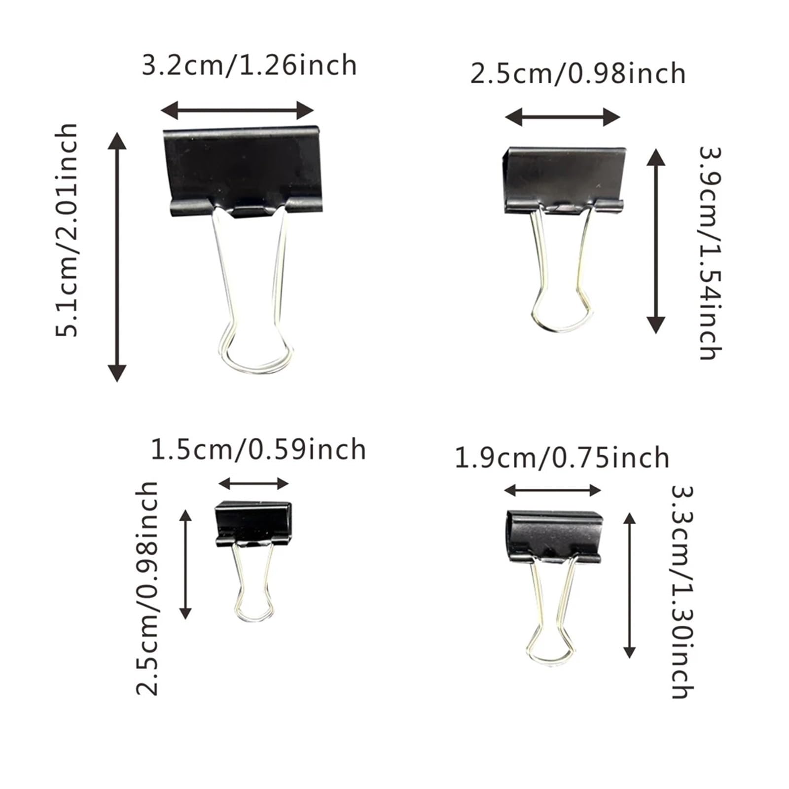 Fermagli Per Raccoglitori 36 graffette metalliche pieghevoli nere | Note Carta da lettere Morsetti for documenti Morsetti for test di biglietti Cancelleria for ufficio domestico(36 Pcs 32mm)