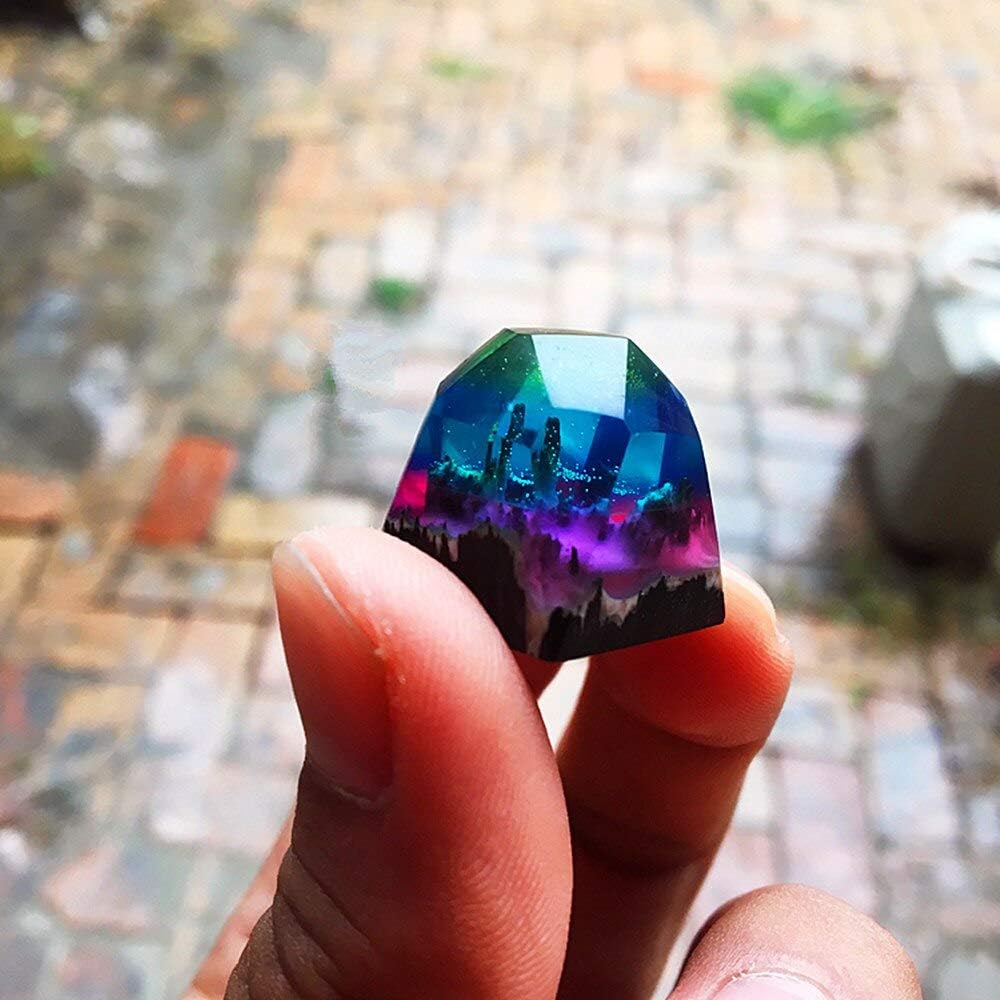 Rare Handmade Polygonal Tricolor Valley Thick Resin Artisan Keycap OEM Profile R4 for Cherry MX RGB Gaming Mechanical Keyboards
