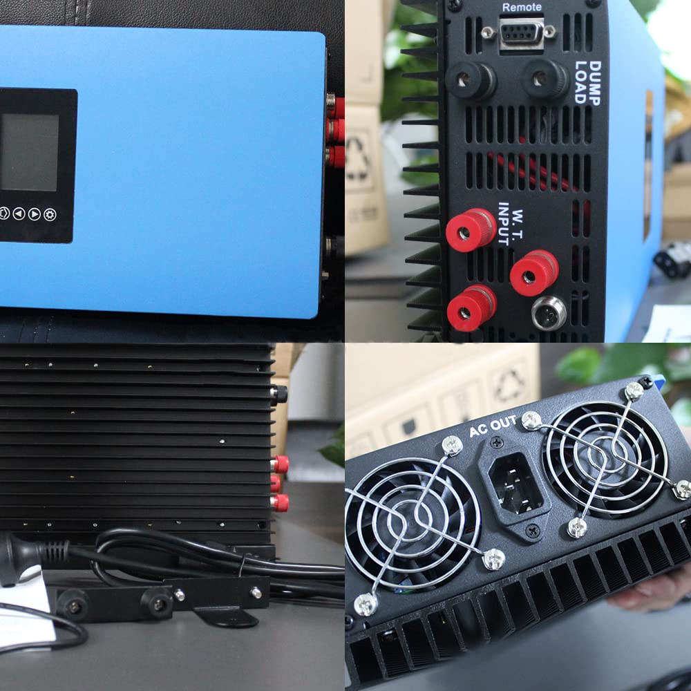 1000W Windturbinen Grid Tie Wechselrichter, 22-65V auf 220V /230VAC,Windkraftanlage Netzwechselrichter mit Dump Load und Begrenzungssensor, EU-Stecker SUN-1000GTIL2-WAL