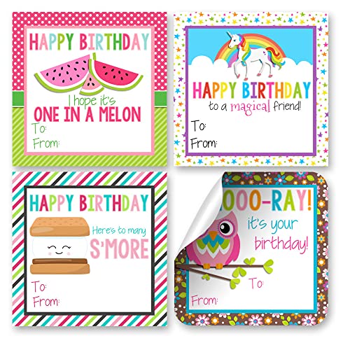 Etiquetas de regalo de cumpleaños de 2.5 pulgadas, tarjetas cuadradas mixtas Amanda Creation 2