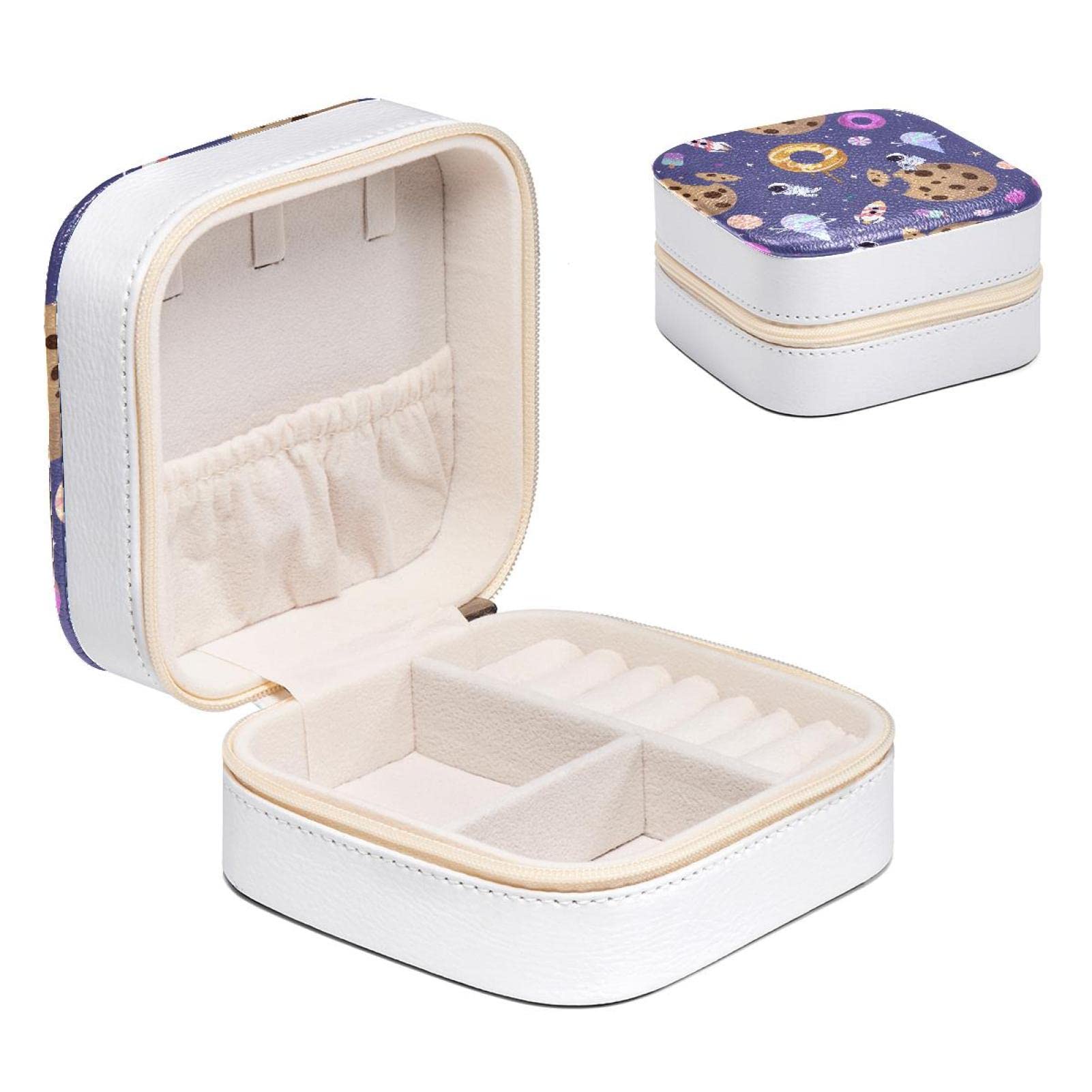 Boîte à bijoux de voyage fille espace donuts pour bagues et colliers nomades