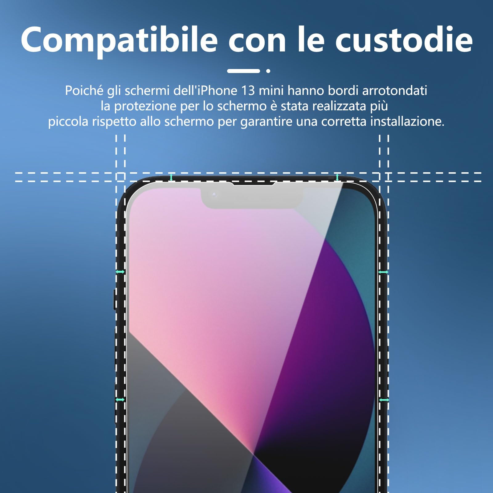 NEW'C 3 Pezzi, Vetro Temperato per iPhone 13 Mini (5,4 Pollici), Pellicola Prottetiva Anti Graffio, Anti-Impronte, Senza Bolle, Durezza 9H, 0,33mm Ultra Trasparente, Ultra Resistente