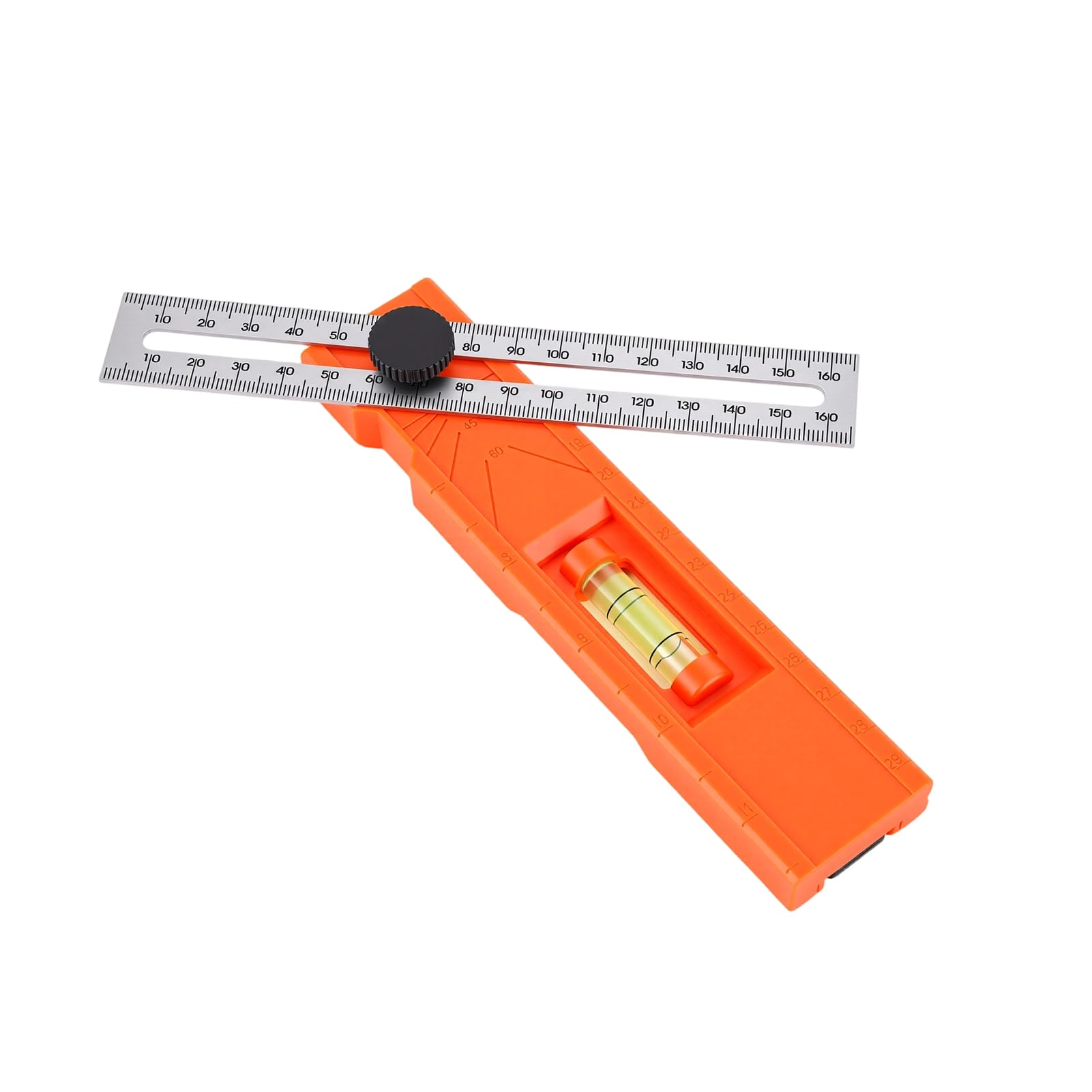 Eujgoov Multi Angle Marking Ruler, 15 30 45 60 90 Degree Adjustable Angle Measuring Tool with Clear Level Bubble and Fixed Point Marker, for Woodworking Carpentry Drywall