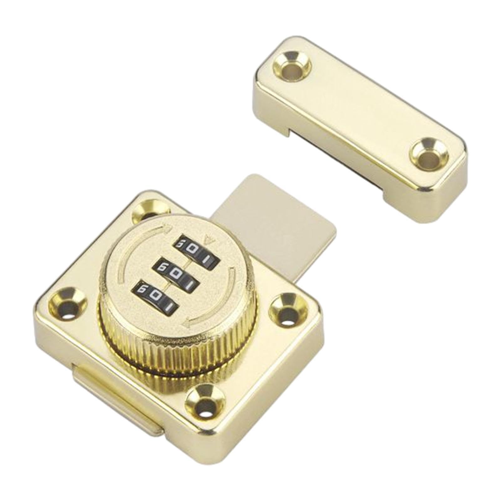 TWISAXC 3 Digit Combination Locking Door Hardware Reliable Security with Mechanical Dial Combination File Cabinet Door Locks with Keyless Durable Mechanical, Gold, 5.2x4.2cm