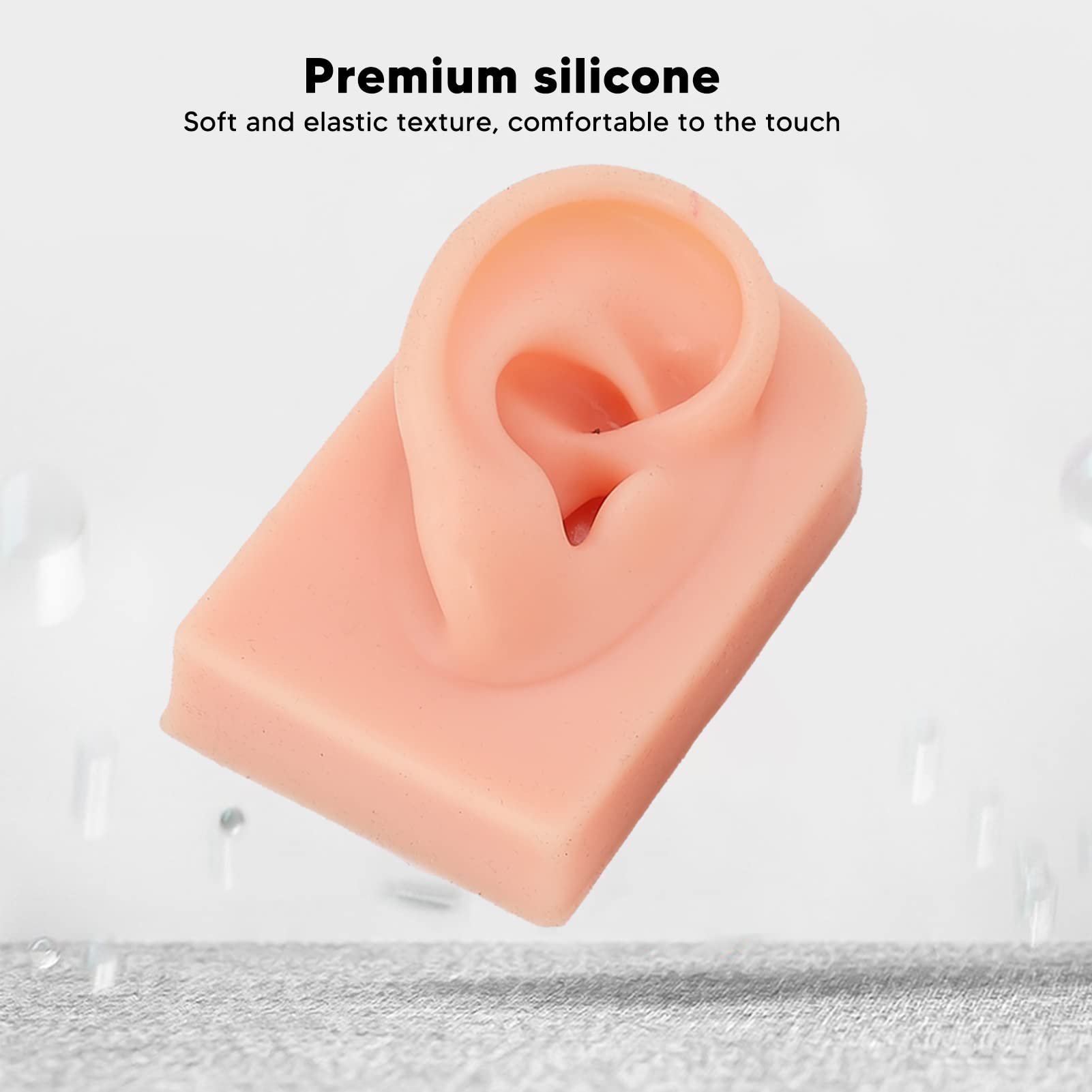 2pcs Silicone Ear Models Soft Flexible Ear Model Fake Ear Piercing Practice Realistic Right Ear Jewelry Display Ear For Mannequin Teaching