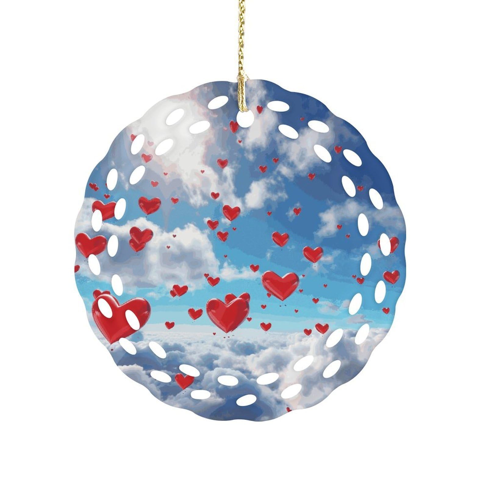 Btcowzrv Style Hearts In The Sky Ceramic Ornament,Round Ornaments With Hole Easy To Hang,Hanging Ornament For Wedding Party Home Window Garden Christmas Day Decor