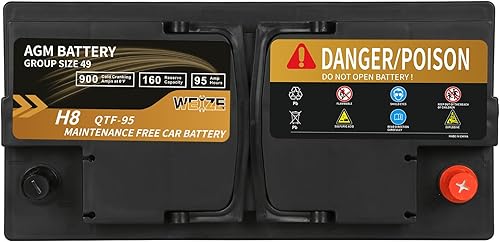 Miniatura 3 de Weize Platinum AGM Batería BCI Group 49-12v 95ah H8 Tamaño 49 Batería automotriz, 160RC, 900CCA, 36 meses de garantía, dimensiones 13.9 pulgadas de