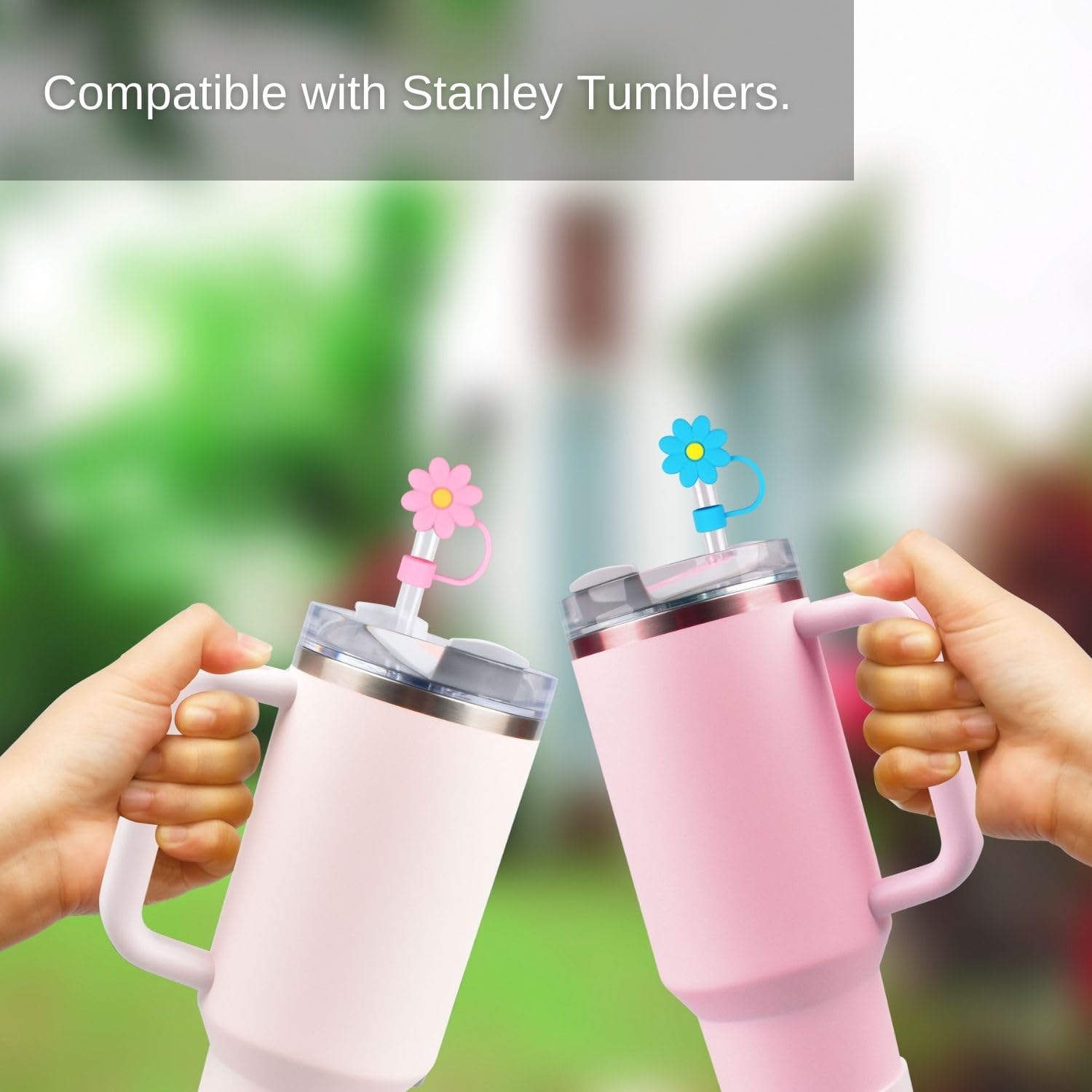 Shimsol 8Pcs 0.4in Silicone Flower Straw Cover Cap,Compatible with Stanley 30&40 Oz Tumbler,Rusable Dust-Proof Straw Tips Lids 8-10mm for stanley Cups Straws Accessories.