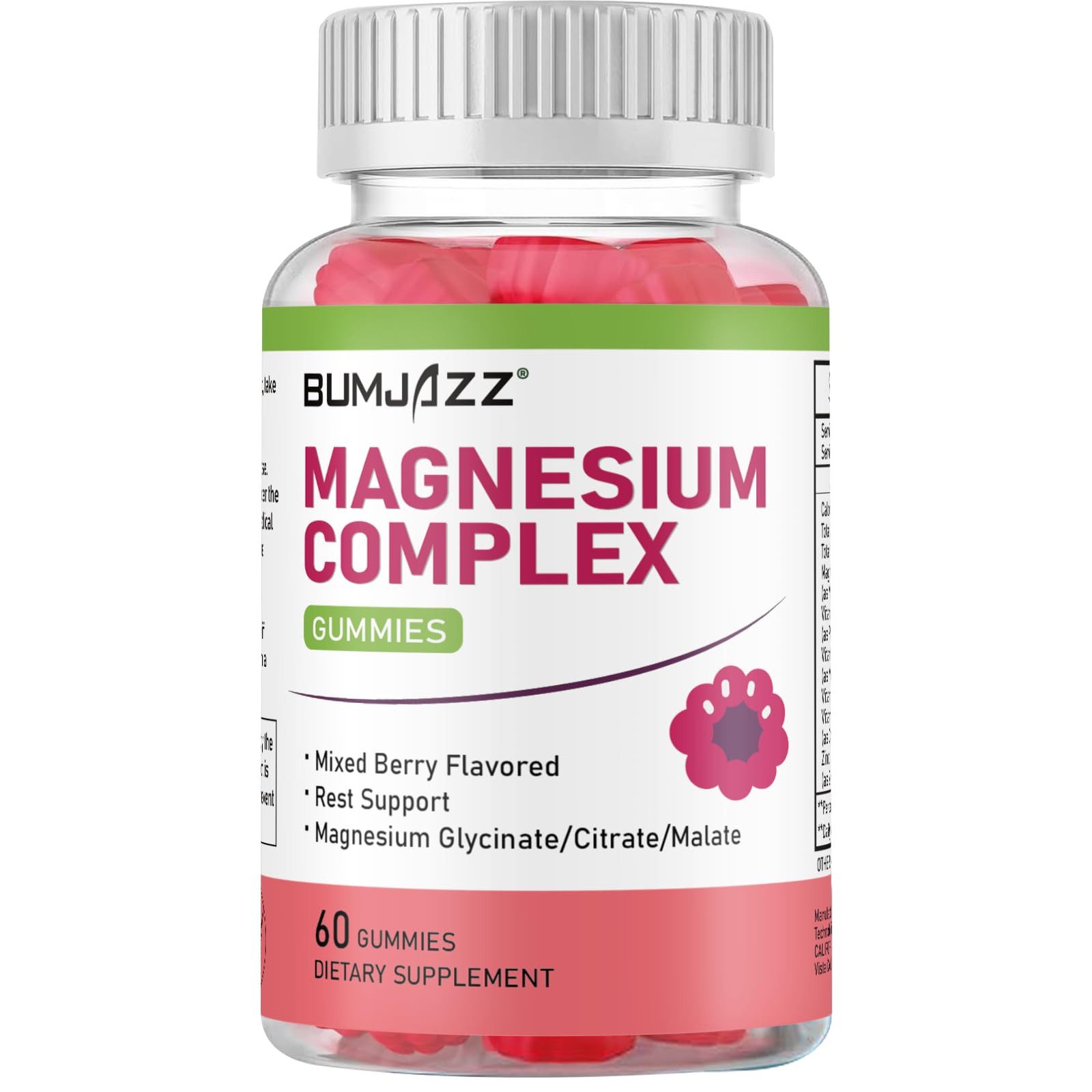 Magnesium Complex Gummies 800mg - 60 Counts Magnesium Glycinate&Citrate&Malate Gummy for Rest Muscle Function