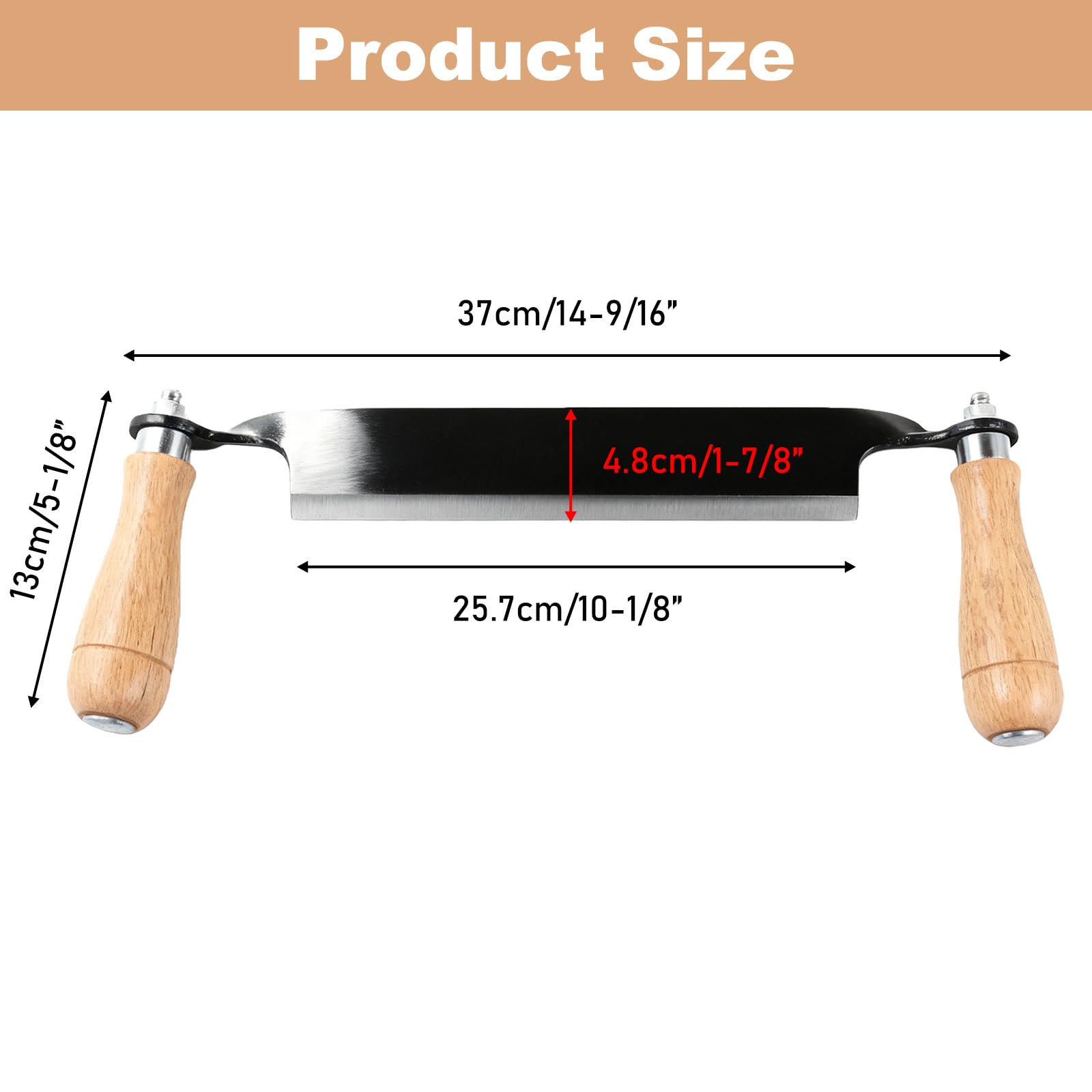 GBKDQQ Couteau de traction pour bois : couteau de traction multifonction de 20,32 cm avec poignées en bois, couteau à tirer, lame à éplucher pour le traitement du tronc d'arbre, couteau à éplucher