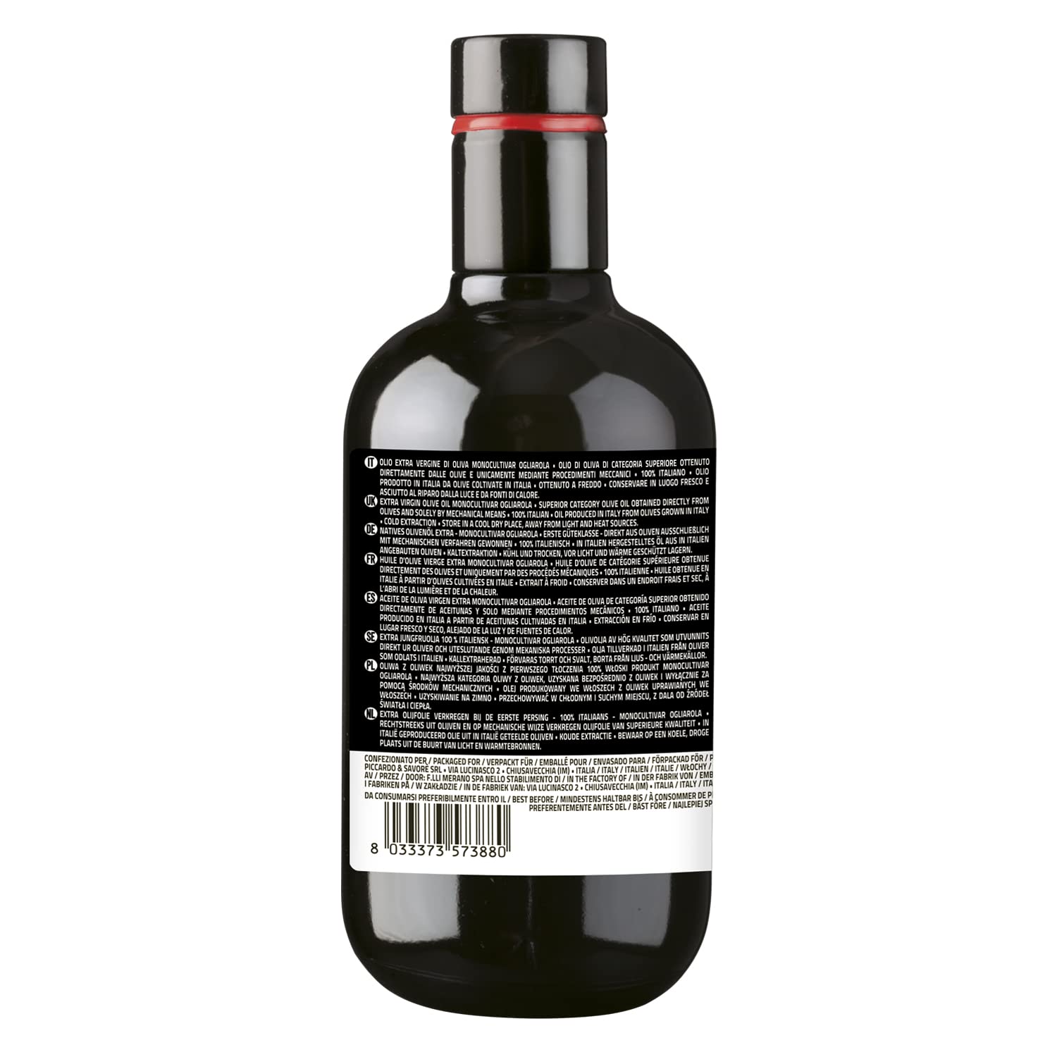 Le Terre di Colombo – Olio extravergine di oliva, 100% italiano, monocultivar Ogliarola, 500 ml (Confezione da 2)