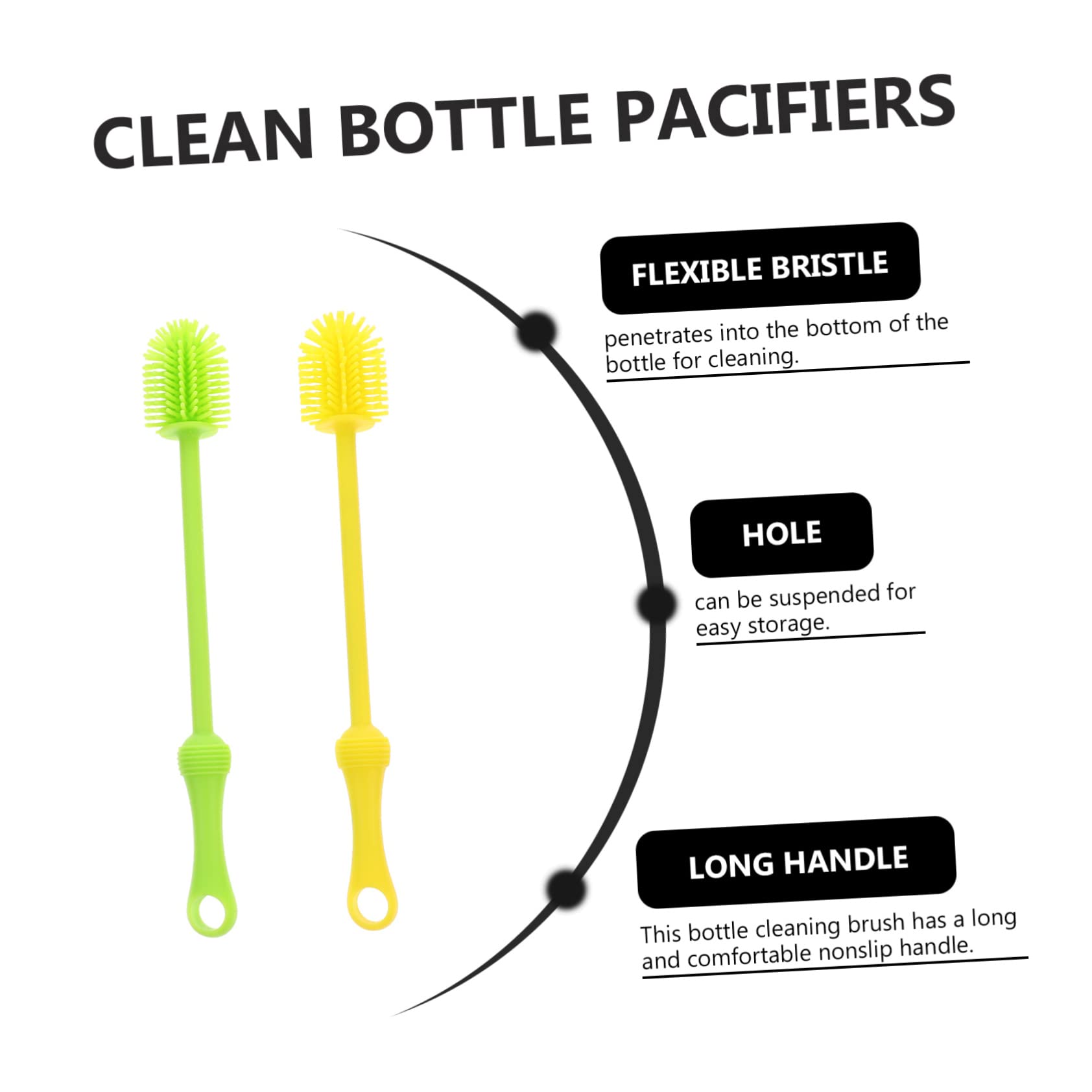 Toyvian 4piezas Cepillo De Silicona para Limpiar Biberones Mango Herramienta Multifuncional para Botellas De Agua y Cocina Diseño Ergonómico y Antideslizante para Bebés y Uso Doméstico