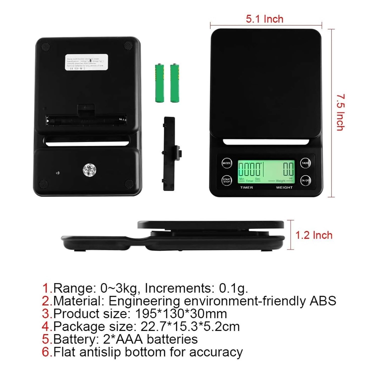 キッチンデジタルスケール 3 キロ 5 0.1 グラムコーヒー計量ドリップコーヒースケールタイマー付きデジタルキッチンスケール精密液
