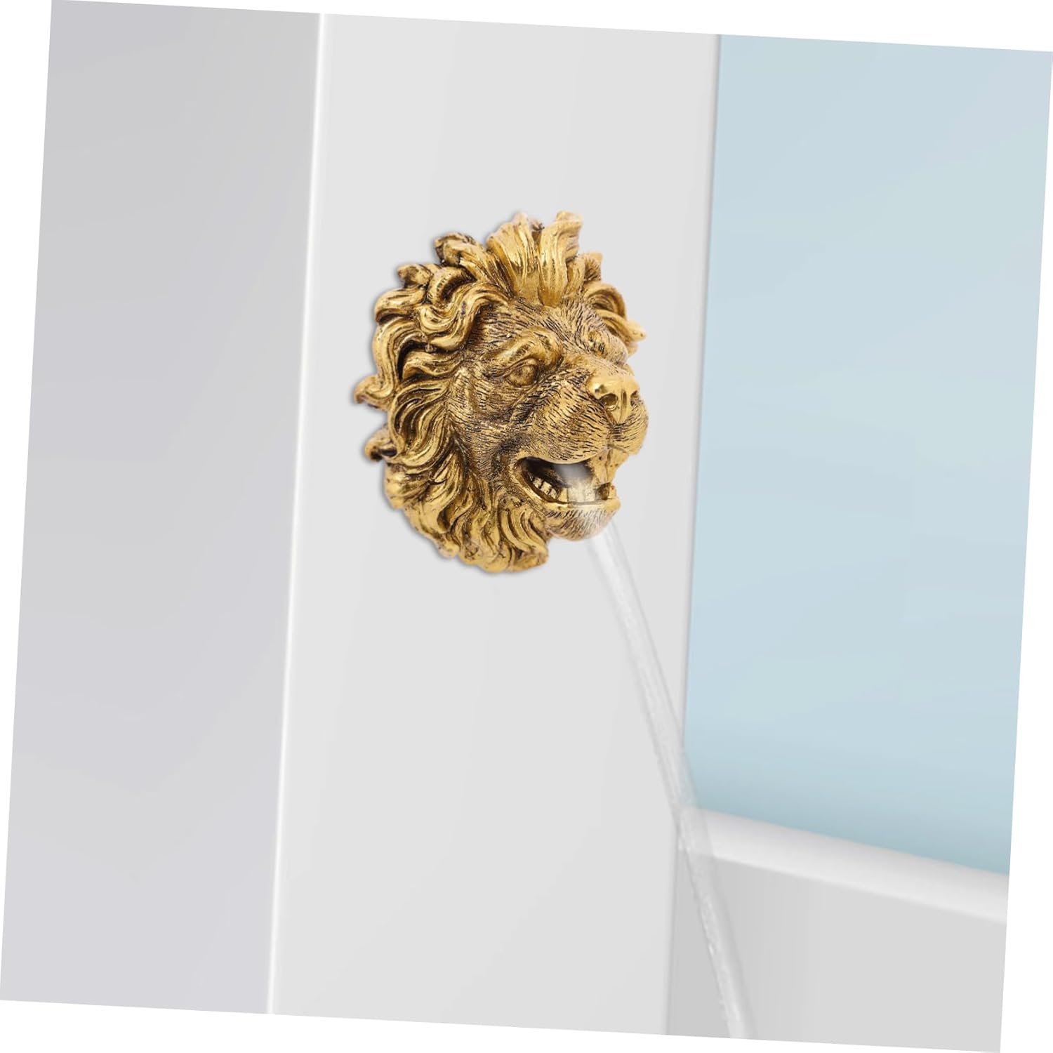 Happyyami Lion Head Wall Mounted Fountain Nozzle Elegant Garden Water Feature for Outdoor Decor Resin Pool Sprayer Easy Installation for Patio and Backyard Serenity