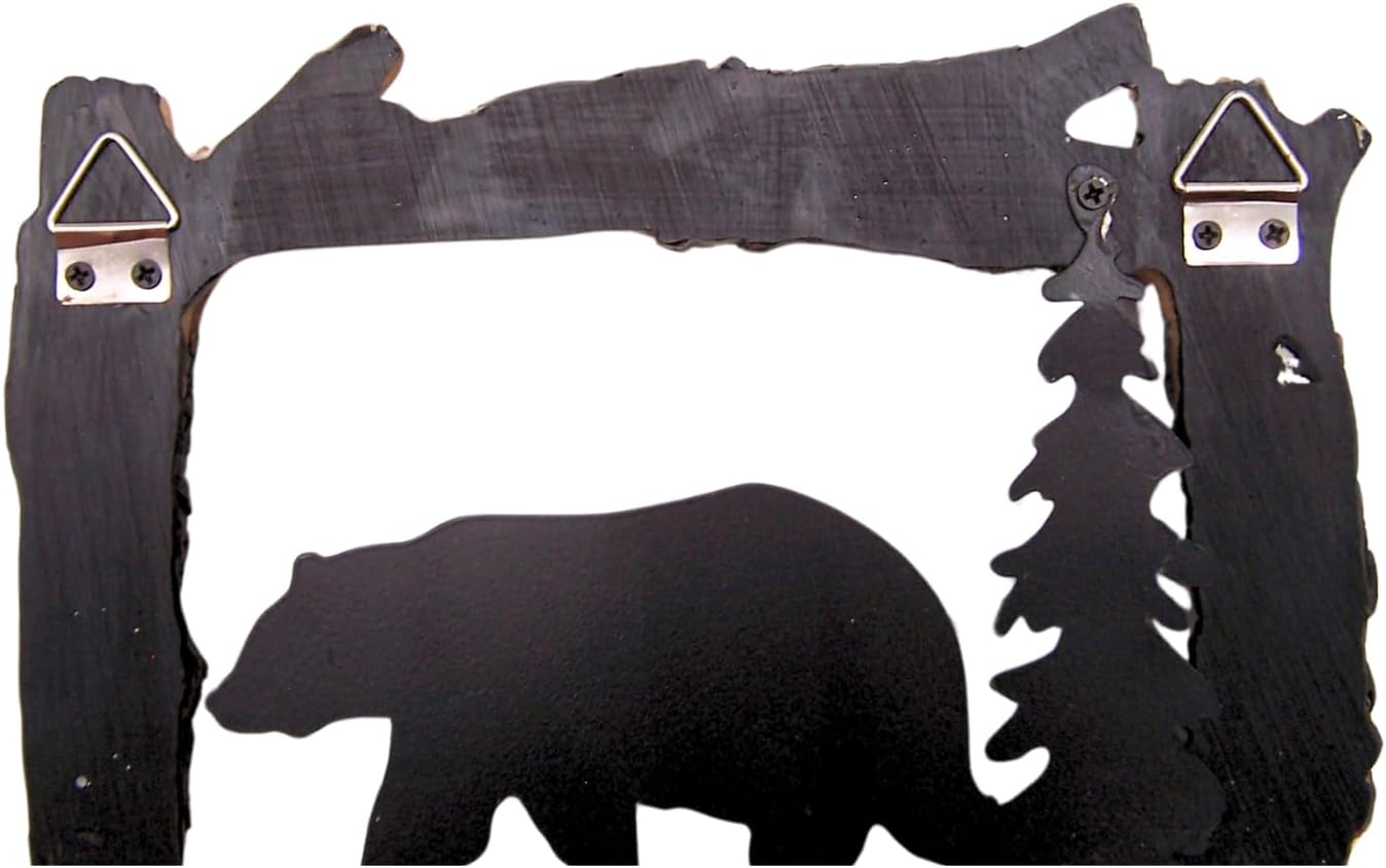 Wowser Log Framed Bear Silhouette Wall Hooks, Rustic Home & Office Decor, 7.5 Inches