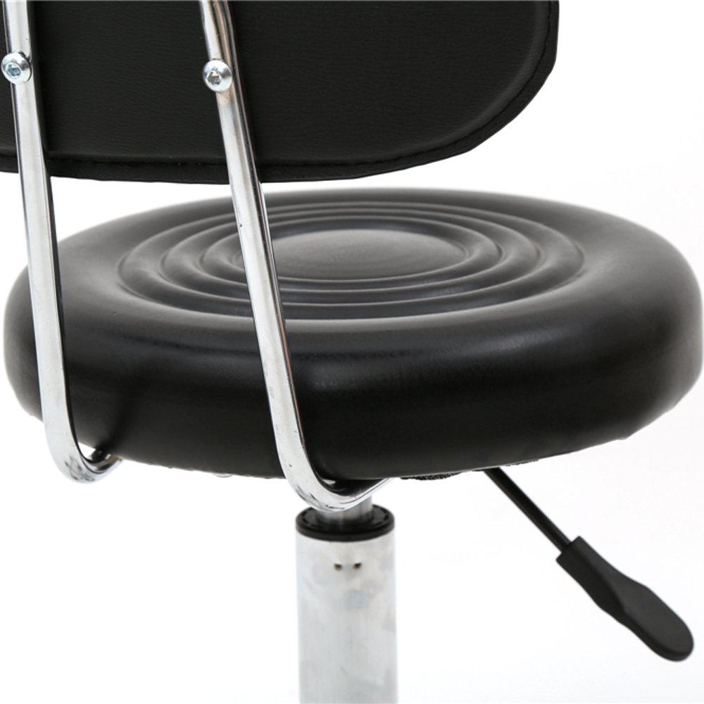 Bonnlo Rollhocker, Arbeitshocker, Bürohocker, höhenverstellbar mit Rückenlehne& Lehne, Drehhocker für Büro/Salon/Bar, Kunstleder, Schwarz