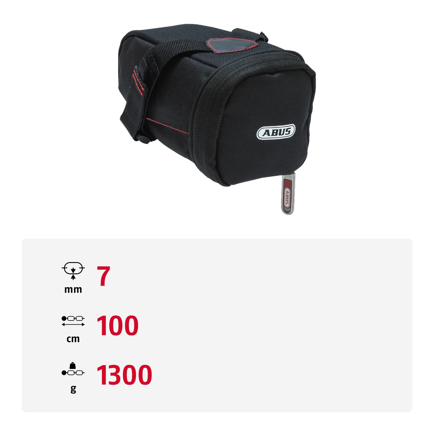 ABUS Łańcuch wpinany ADAPTOR CHAIN Superior 7KS, z torbą, 100 cm | Łańcuch wpinany do blokad ramowych, 7 mm, hartowana stal, kompatybilny z blokadami ABUS