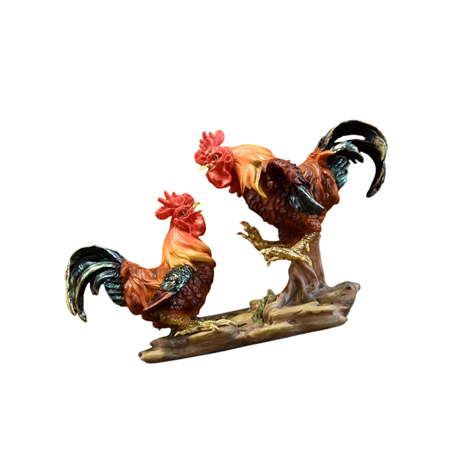 yanzunlrn Resin Rooster Figurine, Chicken Statue Fengshui Good Luck Decorative Ornament for Home Offices Decors Collections Gift Chicken Figurines Sculptures