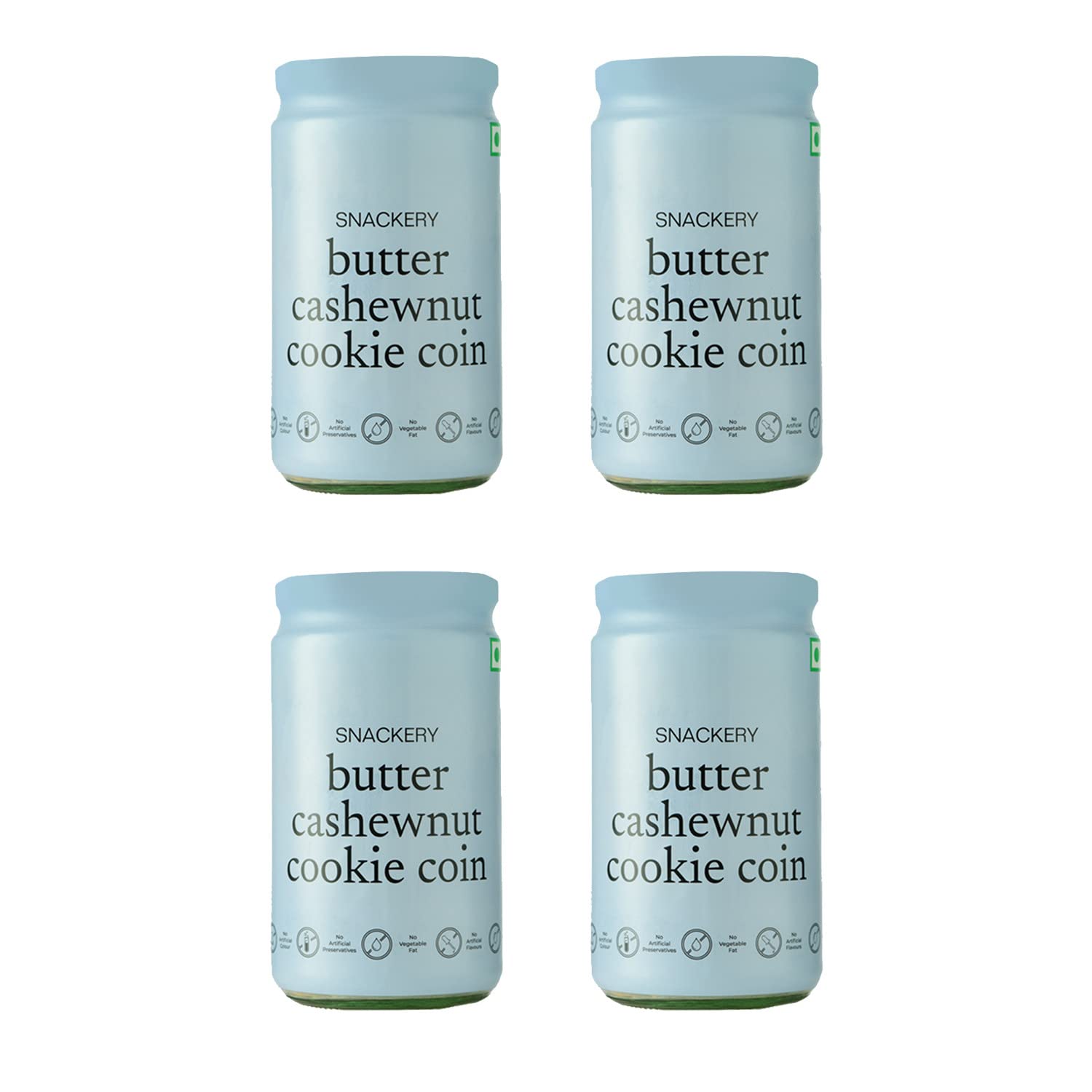 Snackery Butter Cashew Nut Cookies, 150 gm, Individually Wrapped, Jar of Happiness.(Pack of 4)-image-0
