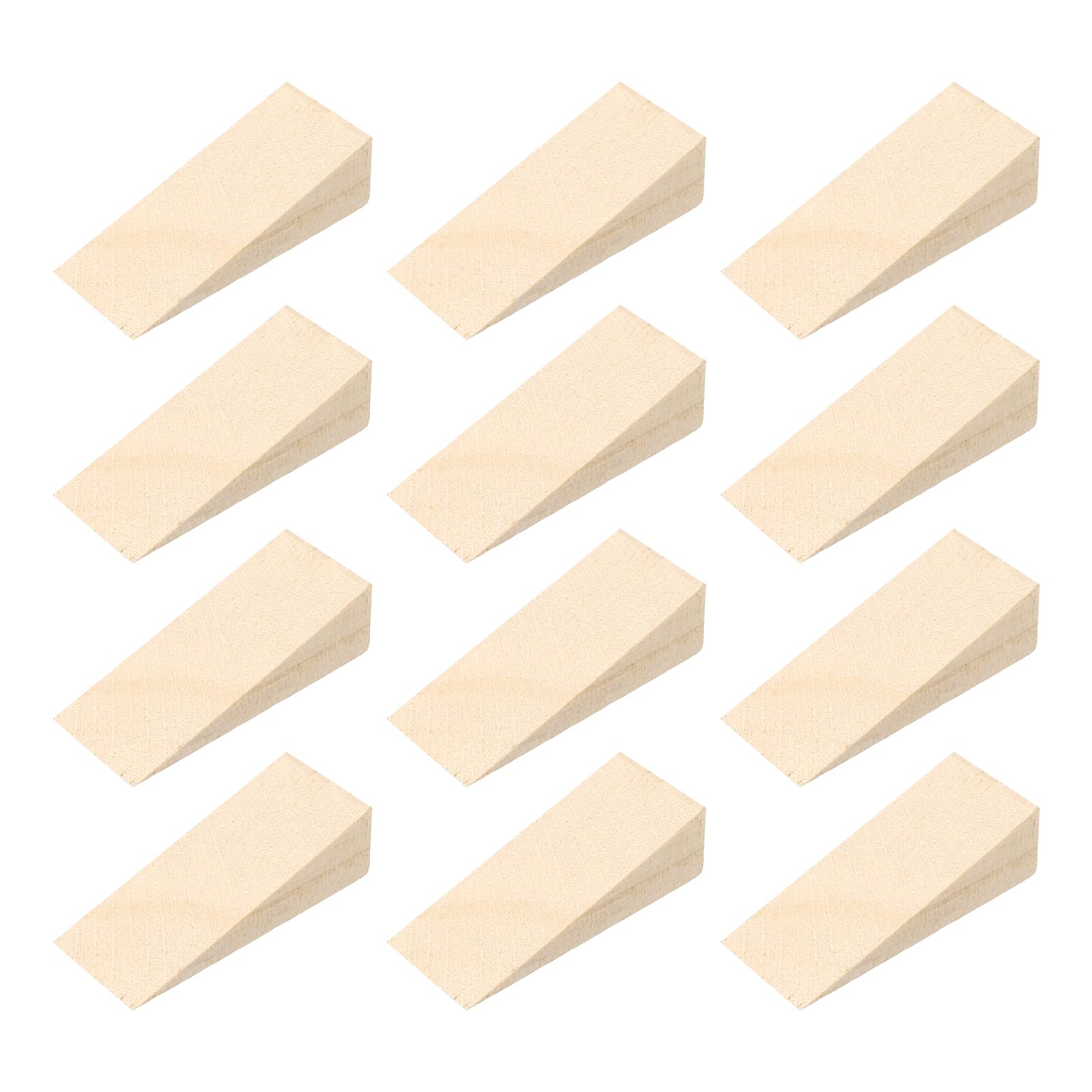 sourcing map 12Pcs Wooden Door Stopper, 50 x 20 x 13mm Non-Slip Solid Wood Door Wedges Triangle Wooden Doorstop Blocks for Chair Caning Home Office Floor โ image 1