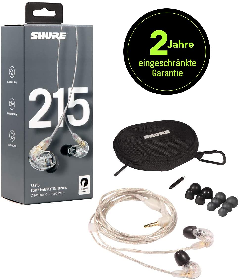 Shure SE215 Sound Isolation In-Ear-Ohrhörer Clear