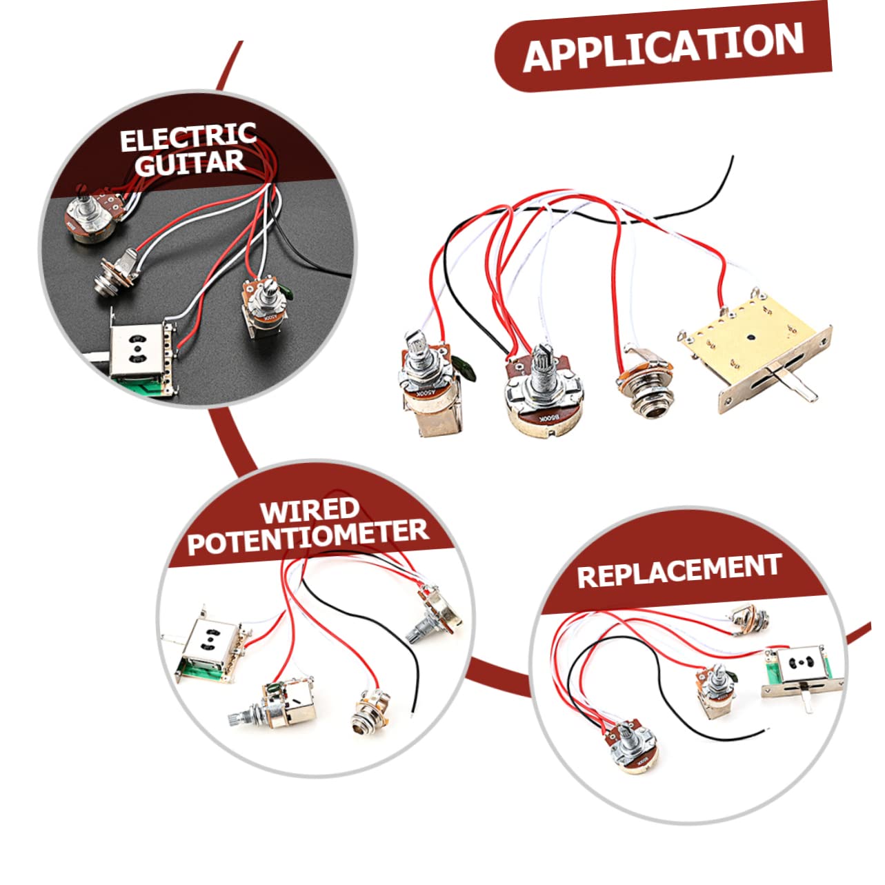 HEMOTON 4sätze Einstellbarer Potentiometer- Für Elektrische Gitarren Praktische Und Langlebige Ersatzteile Mit Schaltern Und Zufälligen Kabelfarben Gitarren-zubehör Für Musiker