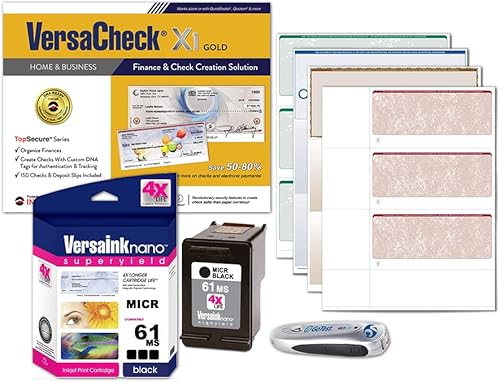 VersaCheck Kit de conversión de impresora negra 61 MICR, la manera fácil de convertir cualquier impresora con cartuchos de tinta negra HP 61 en una