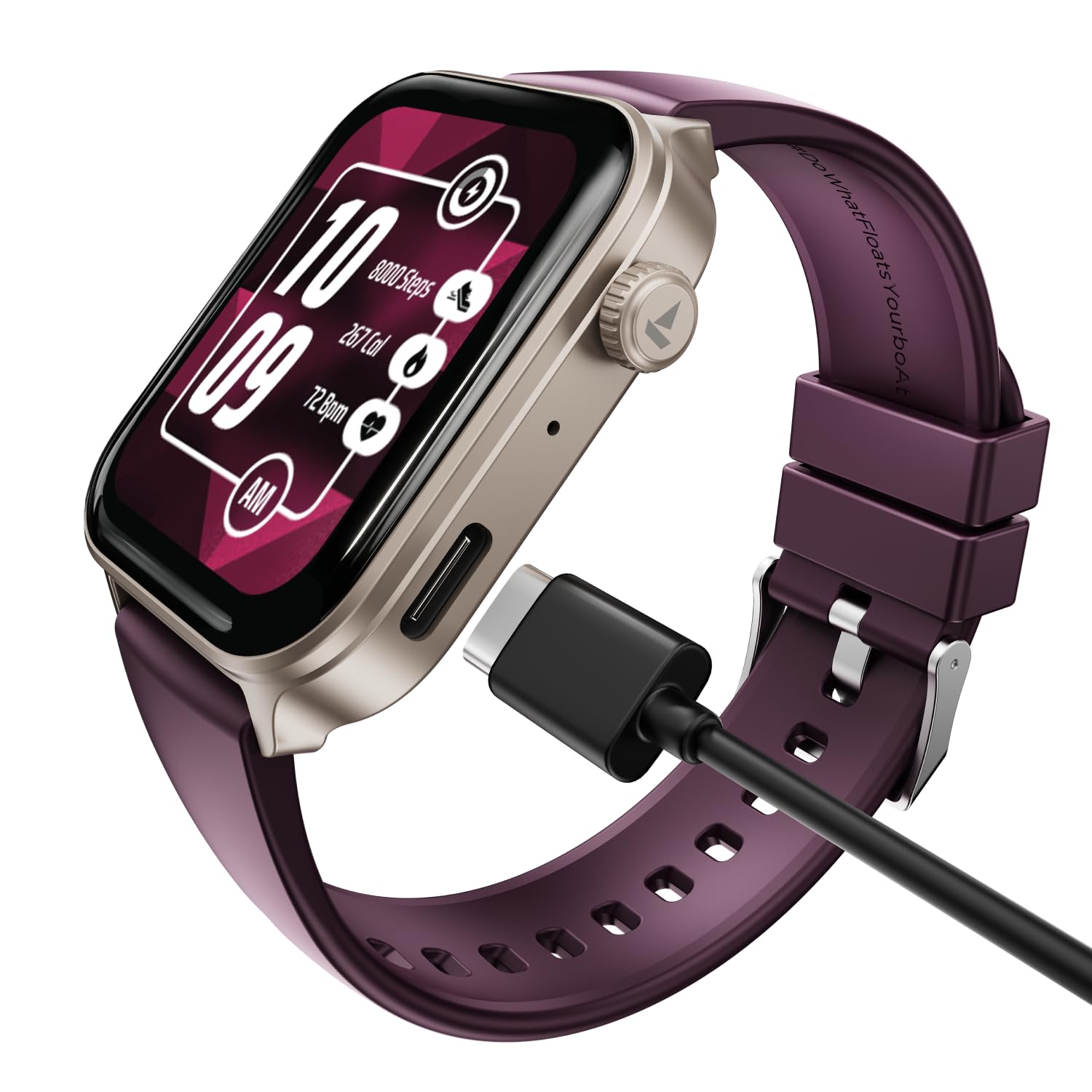 boAt Storm Call 4 India's first Smartwatch with Type-C Charging,1.96”(4.97 cm) HD Display, Functional Crown, BT Calling, Sports Modes, Heart Rate, SpO2, Sleep & Stress Tracking, SOS, IP68(Velvet Wine)-image-6