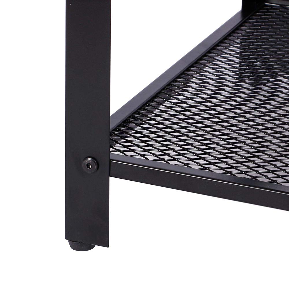 BAKAJI Tavolino Divano Tavolo caffè da Salotto Quadrato Design Moderno Industriale Struttura in Metallo con Ripiano Inferiore Piao d'appoggio in Legno MDF Scuro Dimensione 40 x 45 cm