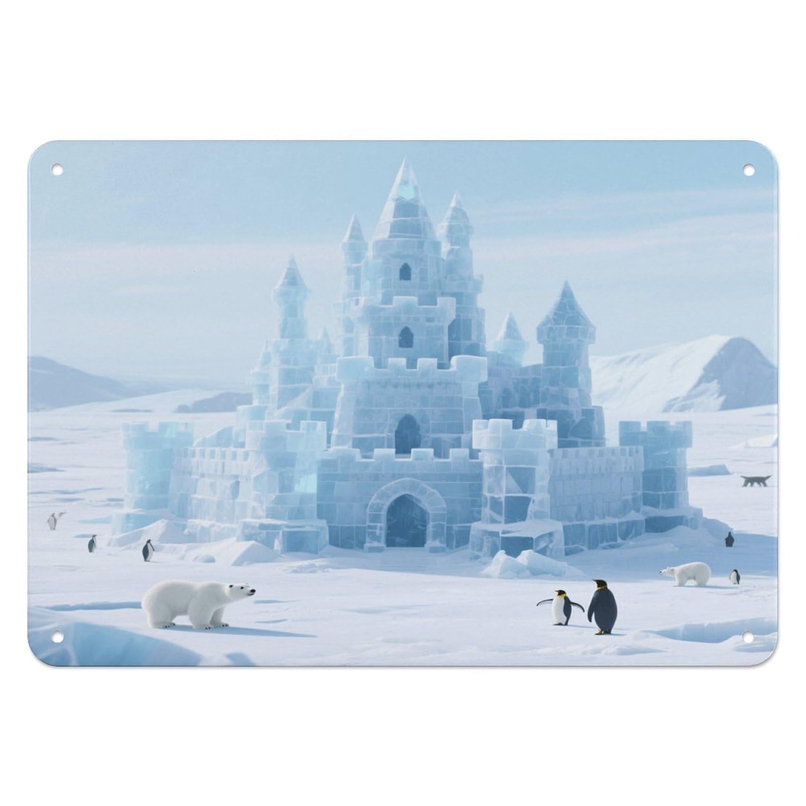 Fekiloot Style Ice And Snow Castle Icefield Wall Decor Iron Painting Metal Sign