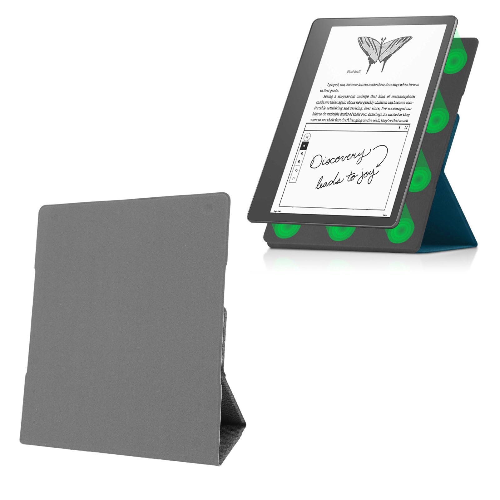 Generic Kindle Scribe Lettore di Libri Elettronici da 10,2 Pollici Custodia in Pelle con Supporto per Scrivania da Viaggio Senza Mani, Protezione con Chiusura Magnetica (GREY)