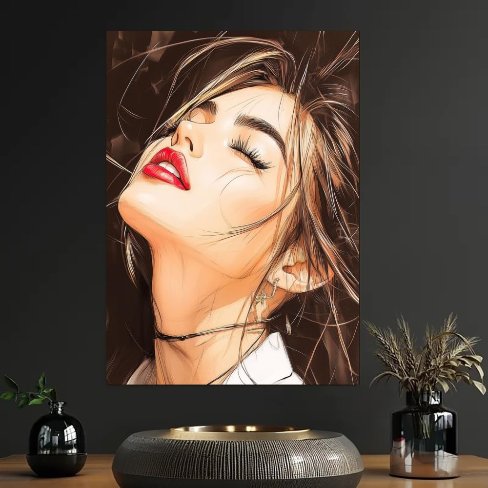 CWZBFEH 1pc Beautiful Woman Poster Canvas Wall Art, Elegant Home Decor, for Living Room, Bathroom(45x60cm/No frame)