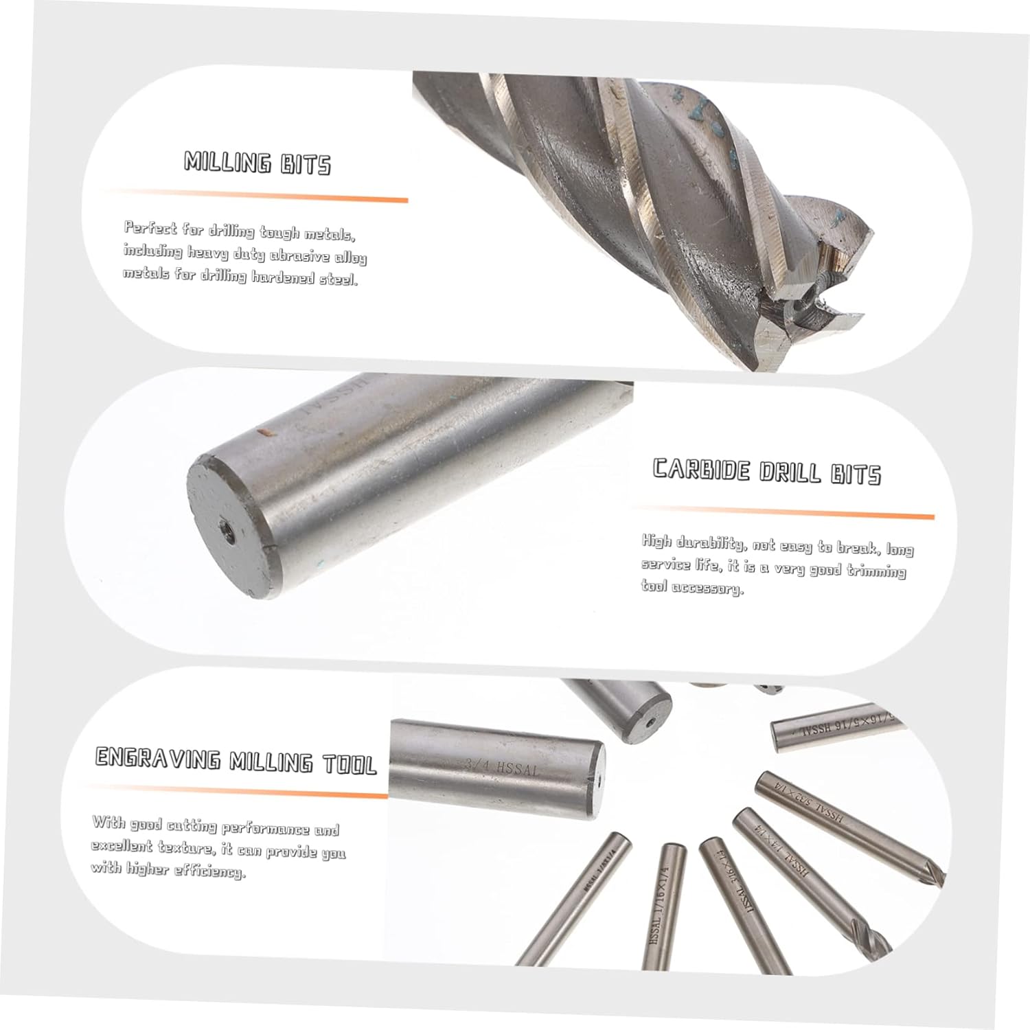 PRETYZOOM End Mill Set 9pcs Metric Drill Bits Tapered Drill Bits Engraving Milling Tool Steel Milling Cutter for Hard Metals