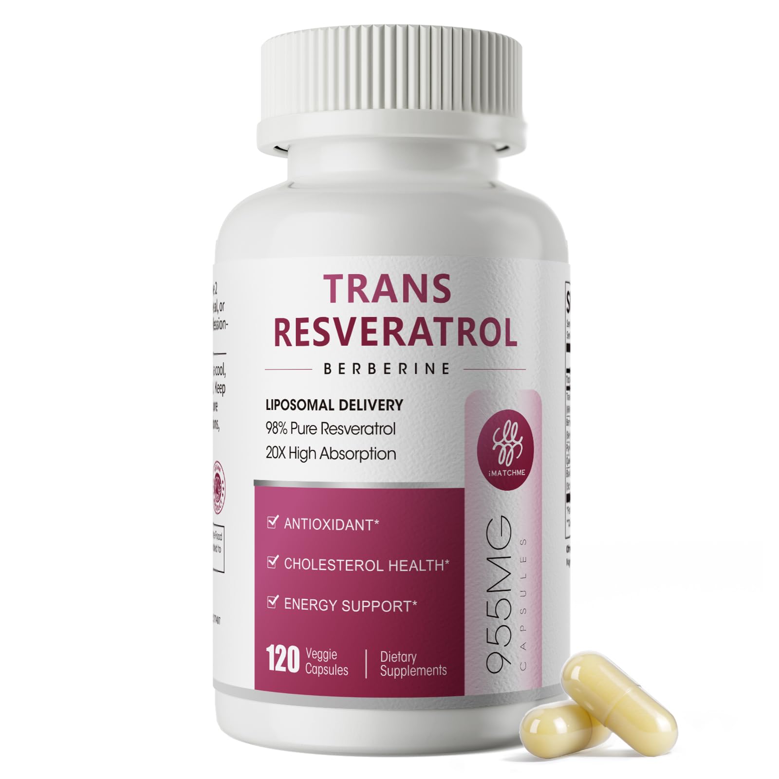 Resveratrol Supplement, 98% Pure Trans Resveratrol 600mg with Liposomal Delivery - Supports Antioxidant, Cholesterol Health, Heart Health, Energy - Vegan, 120 Capsules