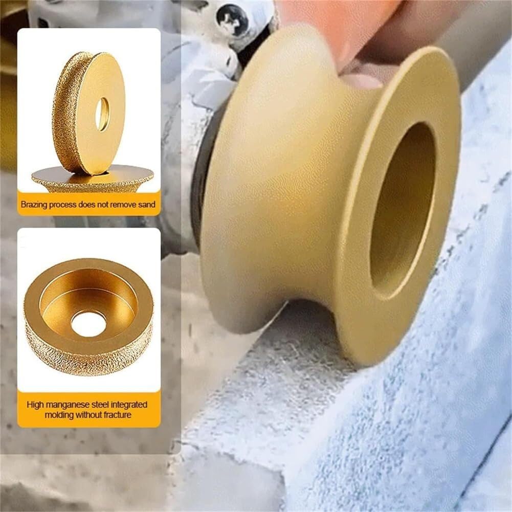 Fresa Diamantata 35mm per Bordi, Punta Rotonda per Smussare Piastrelle Marmo Granito Ceramica, Utensile Manuale per Lavori di Rifinitura a Secco e ad Acqua
