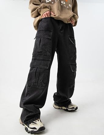 Men's Baggy Cargo Jeans Y2K Hip Hop Grunge Vintage Jeans Loose Fit Streetwear